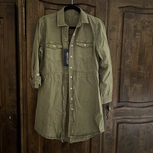 NWT Olive green denim shirt waiste dress size M